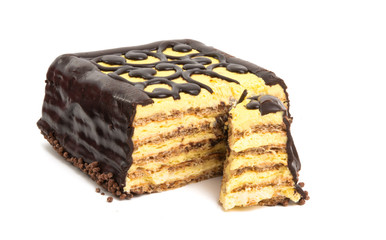 chocolate lemon cake isolated