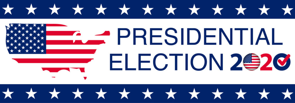 Presidental election banner with USA symbols. Presidental election 2020. Election banner Vote 2020 with Patriotic Stars.