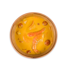 Yellow curry asian food background on white background