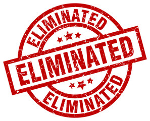 eliminated round red grunge stamp