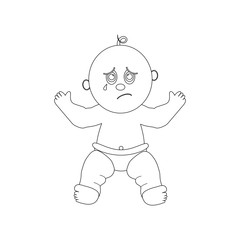 Sad baby outline