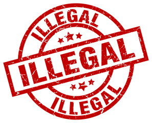 illegal round red grunge stamp