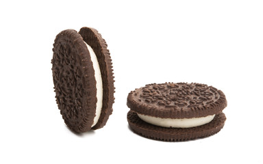 double cookie with milk filling isolated