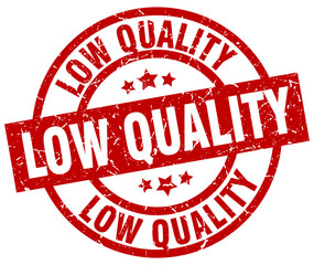 low quality round red grunge stamp