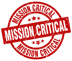 mission critical round red grunge stamp