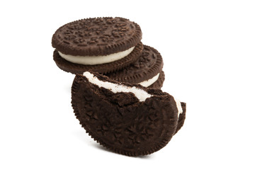 double cookie with milk filling isolated