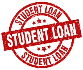 student loan round red grunge stamp