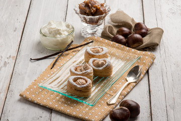dessert canapes with chestnut cream