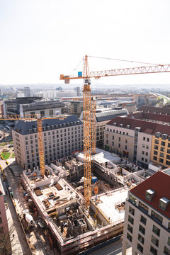 Top view of building under construction in Dresden