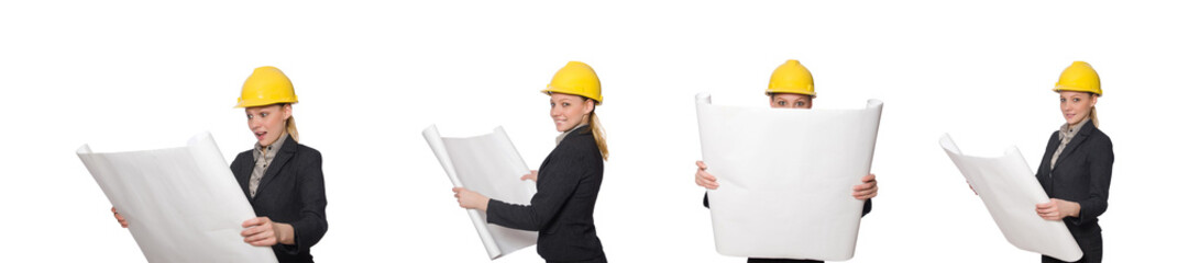 Young architect isolated on white