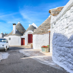 Trulli of Alberobello typical houses street view
