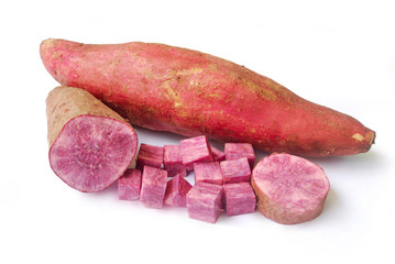 Purple yam head on white background.(with Clipping Path).