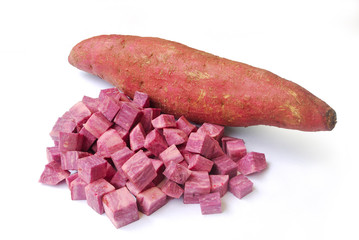 Purple yam head on white background.(with Clipping Path).