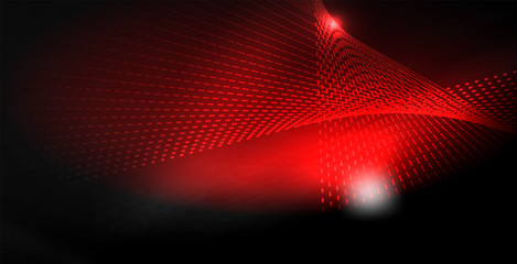 Glossy shiny glowing neon waves
