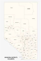 municipal districts in Alberta Canada vector map