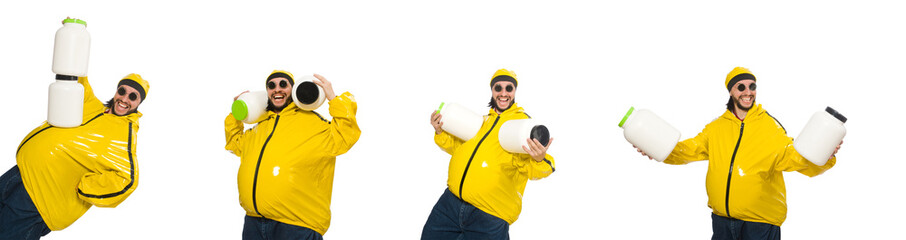 Overweight man isolated on the white