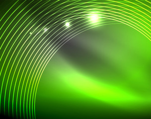 Dark space with neon color glowing lights abstract background