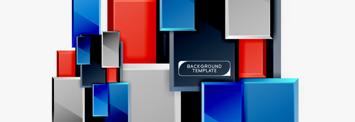 Geometrical design squares abstract banner, glossy shiny effects