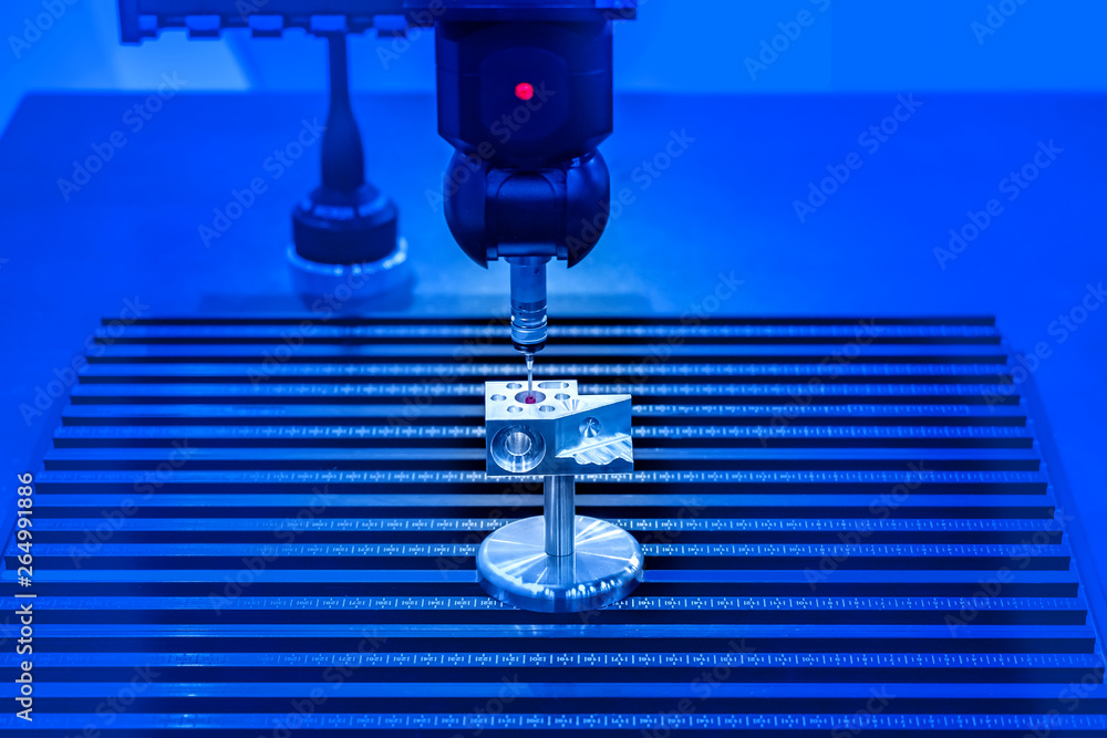 Poster measuring machine with a manipulator arm. three-dimensional coordinate measurement. check sizes. 3d 