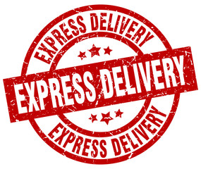 express delivery round red grunge stamp