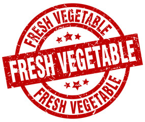 fresh vegetable round red grunge stamp