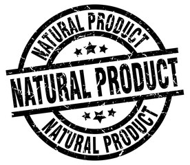 natural product round grunge black stamp