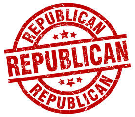 republican round red grunge stamp