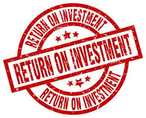 return on investment round red grunge stamp