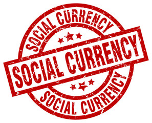 social currency round red grunge stamp