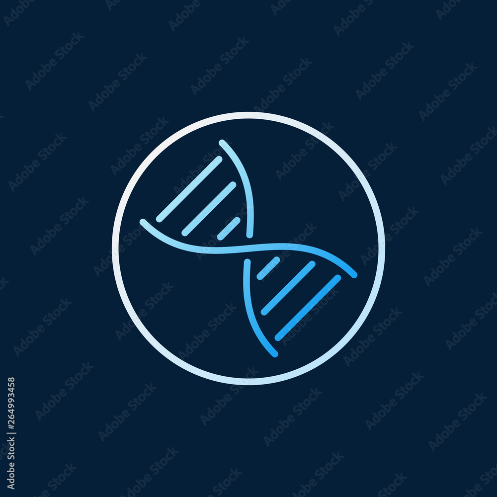 Poster dna in circle vector concept colored linear icon or logo element on dark background