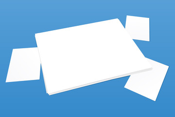Vector illustration of Blank Paper Sheets isolated on bright blue background. EPS10 image.