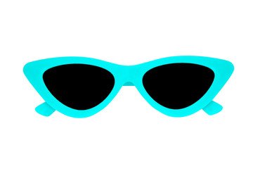 Fashion Blue bright Sunglasses isolated on white backgound