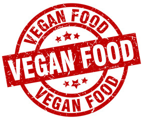 vegan food round red grunge stamp