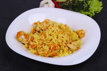 Traditional Pilaf with chicken and carrot