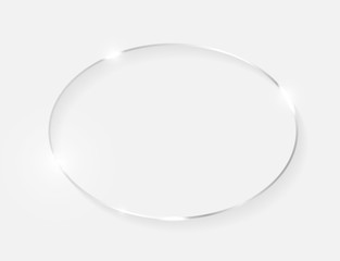 Silver shiny glowing vintage frame with shadows isolated on white background. White gold luxury realistic border. Wedding, mothers or Valentines day concept. Xmas and New Year abstract. Vector