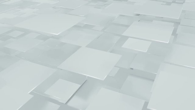 Flying white squares abstract geometric background. Seamless loop 3D render animation 4k UHD 3840x2160