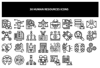 Vector human resources icons in black color