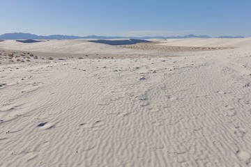 View of the White Sands National Monument with its gypsum sand dunes in the northern Chihuahuan Desert in New Mexico, United States