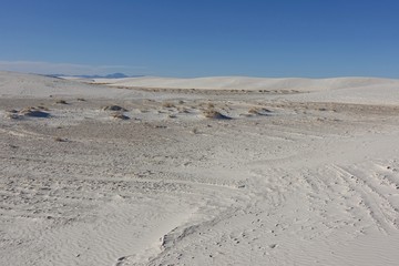 View of the White Sands National Monument with its gypsum sand dunes in the northern Chihuahuan Desert in New Mexico, United States