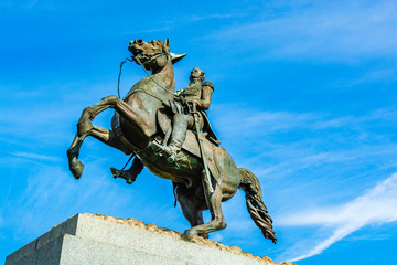 Statue of Andrew Jackson on a horse in Jeckson Square New Orleans