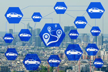 Ridesharing and carpooling concept in the city