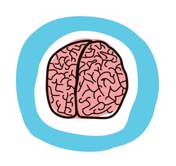 human brain in the style of the doodle, the human brain icon.