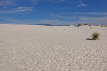 View of the White Sands National Monument with its gypsum sand dunes in the northern Chihuahuan Desert in New Mexico, United States