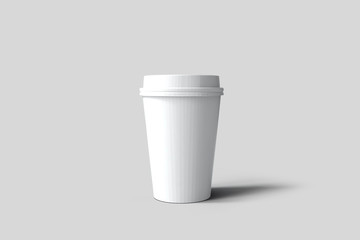 Coffee Paper Cup Mock up isolated on light grey background. 3D rendering