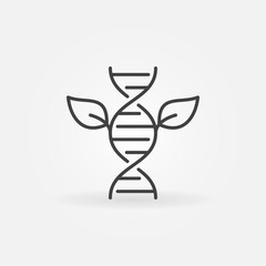 DNA with Two Leaves vector minimal icon or symbol in thin line style