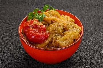 Caucasian cuisine - baked eggplant and tomato