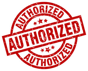 authorized round red grunge stamp