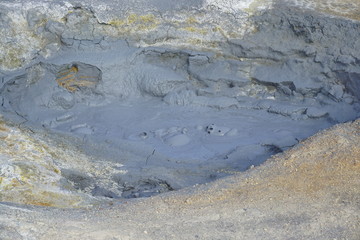 Mystical Hverir sulfur field near Myvatn on Iceland in summer