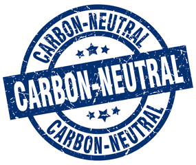carbon-neutral blue round grunge stamp