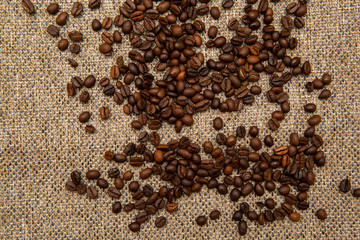 Canvas and Coffee Beans Vertical Photo Background.